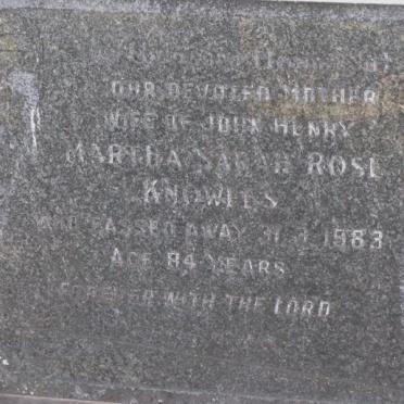 KNOWLES Martha Sarah Rose 1899-1983