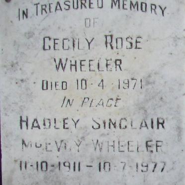 WHEELER Hadley Sinclair McEvry 1911-1977 &amp; Cecily Rose -1971
