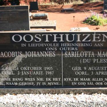 OOSTHUIZEN Jacobus Johannes 1905-1987 &amp; Sarilotta Magdalena DU PLESSIS 1908-1993