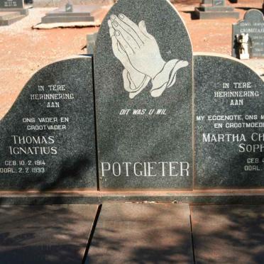 POTGIETER Thomas Ignatius 1914-1993 &amp; Martha Christina Sophia 1913-1975