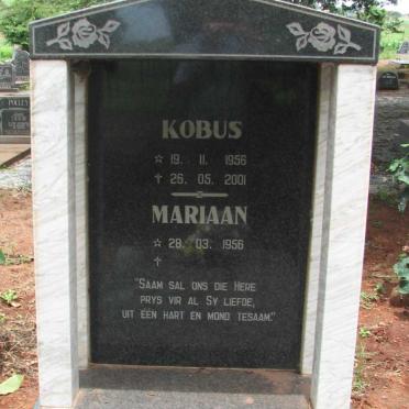 STEENKAMP Kobus 1956-2001 &amp; Mariaan 1956-