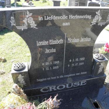 CROUSE Nicolaas Jacobus 1933-2009 &amp; Loraine Elizabeth Jacoba 1943-2005
