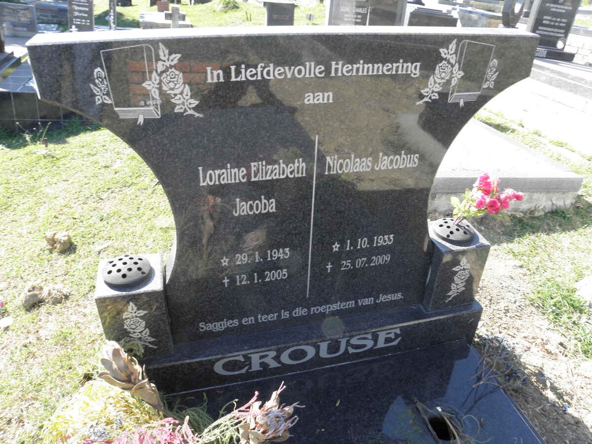 CROUSE Nicolaas Jacobus 1933-2009 &amp; Loraine Elizabeth Jacoba 1943-2005