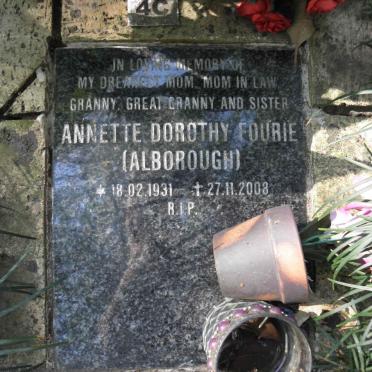 FOURIE Annette Dorothy nee ALBOROUGH 1931-2008