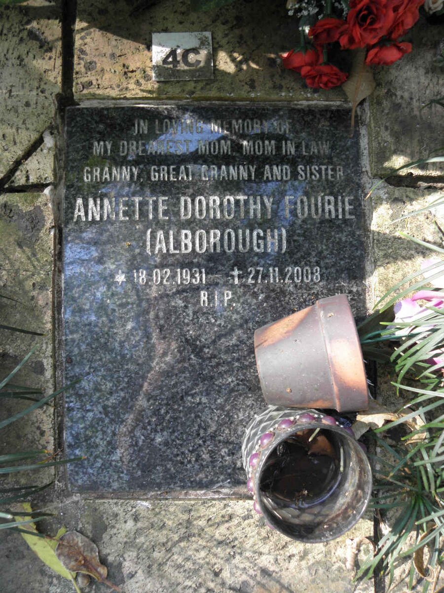 FOURIE Annette Dorothy nee ALBOROUGH 1931-2008