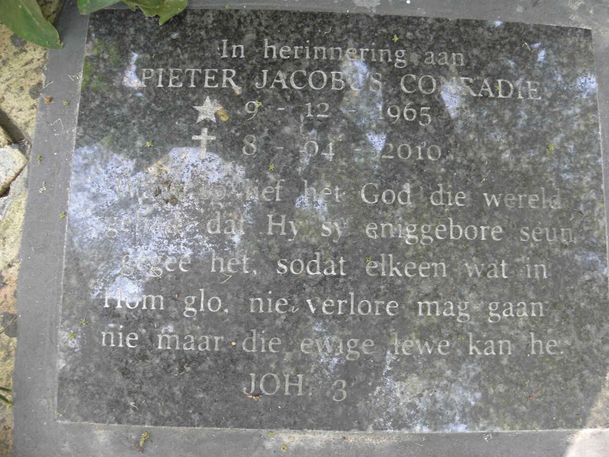 CONRADIE Pieter Jacobus 1965-2010