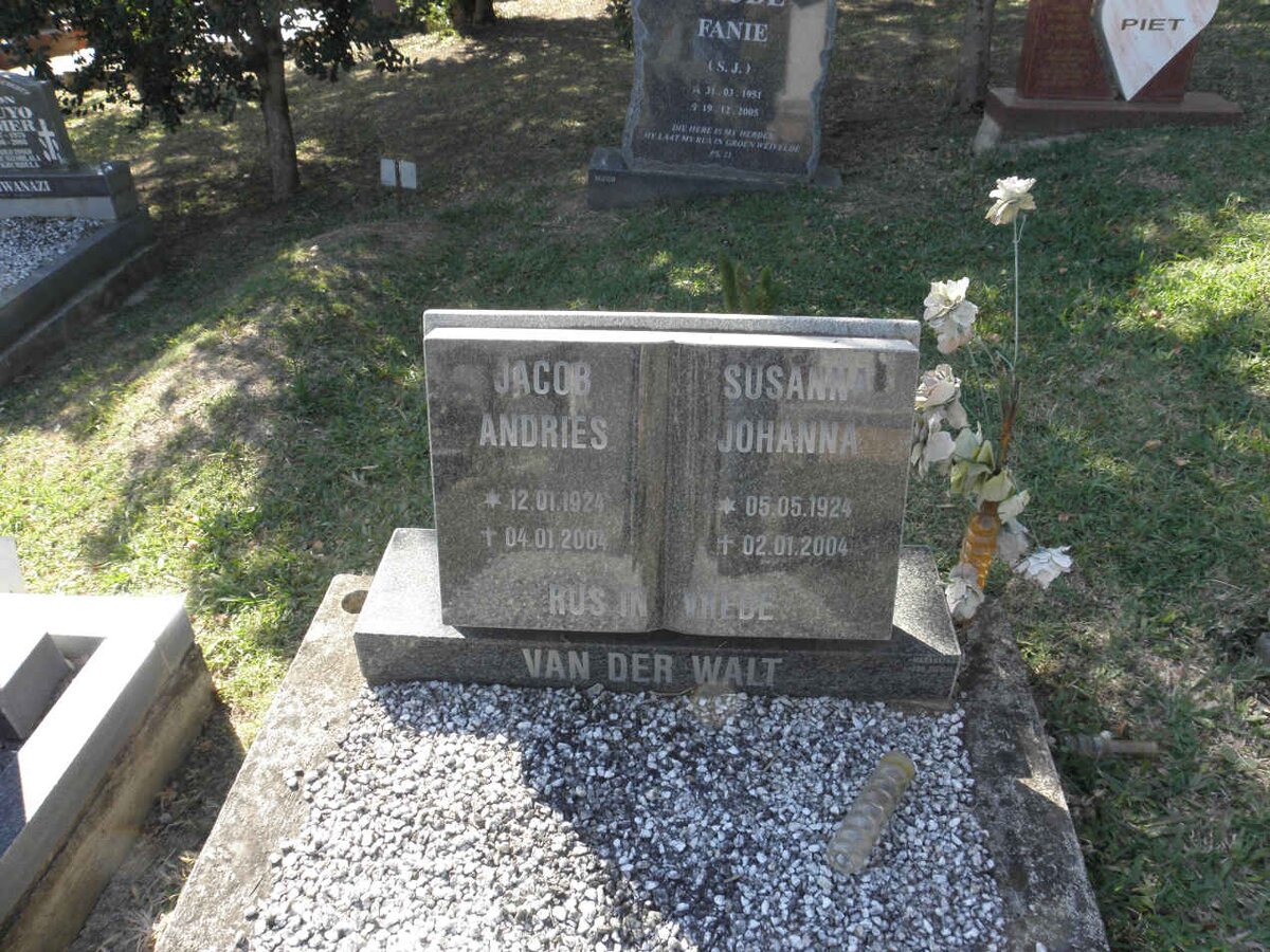 WALT Jacob Andries, van der 1924-2004 &amp; Susanna Johanna 1924-2004
