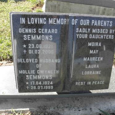 SEMMONS Dennis Gerard 1921-2006 &amp; Mollie Gwyneth 1924-1999