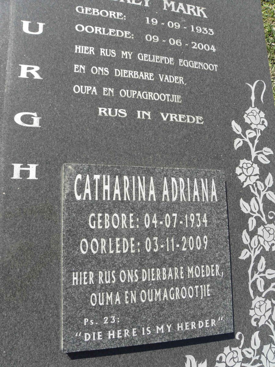 ?URGH ? Mark 1933-2004 &amp; Catharina Adriana 1934-2009
