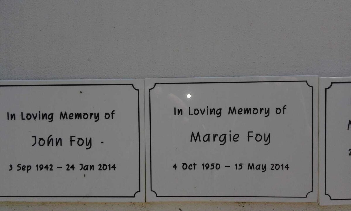 FOY John 1942-2014 &amp; Margie 1950-2014