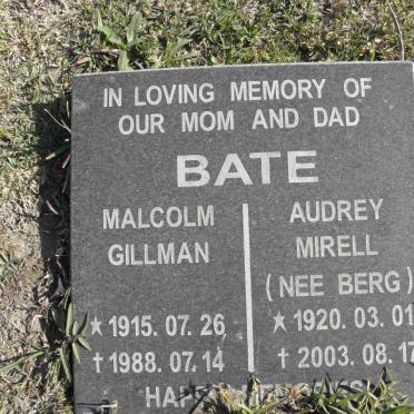 BATE Malcolm Gillman 1915-1988 &amp; Audrey Mirell BERG 1920-2003