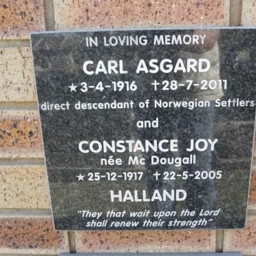 HALLAND Carl Asgard 1916-2011 &amp; Constance Joy McDOUGALL 1917-2005
