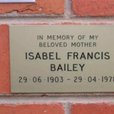 BAILEY Isabel Francis 1903-1978