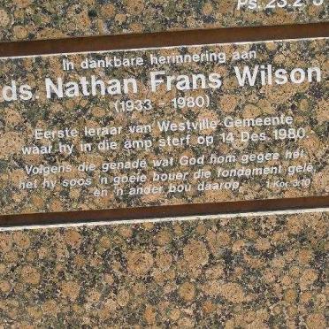 WILSON Nathan Frans 1933-1980