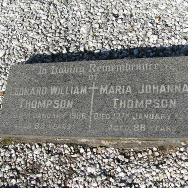 THOMPSON Leonard William -1986 &amp; Maria Johanna -1976