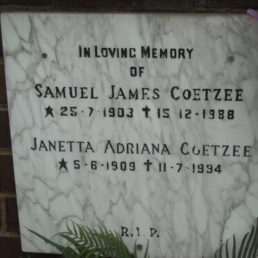 COETZEE Samuel James 1903-1988 &amp; Janetta Adriana 1909-1994