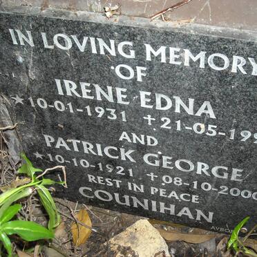 COUNIHAN Patrick George 1921-2000 &amp; Irene Edna 1931-1995