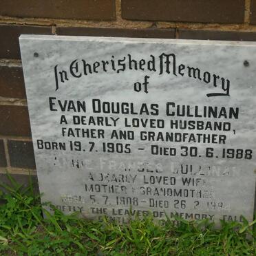 CULLINAN Evan Douglas 1905-1988 &amp; Annie Frances 1908-1994