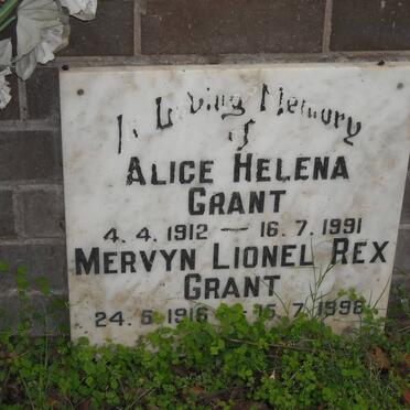GRANT Mervyn Lionel Rex 1916-1998 &amp; Alice Helena 1912-1991