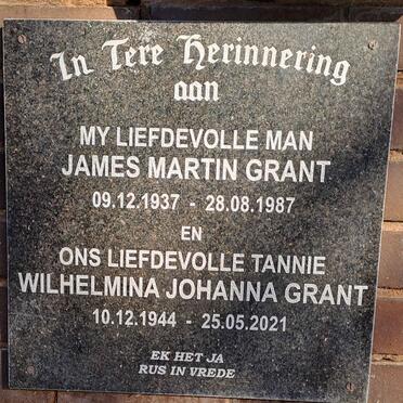 GRANT James Martin 1937-1987 :: GRANT Wilhelmina Johanna 1944-2021 