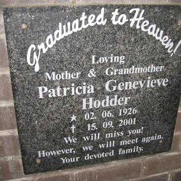 HODDER Patricia Genevieve 1926-2001