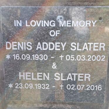 SLATER Denis Addey 1930-2002 & Helen 1932-2016