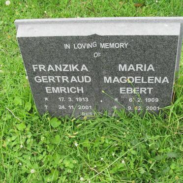 EMRICH Franzika Gertude 1913-2001 :: EBERT Maria Magdalena 1909-2001