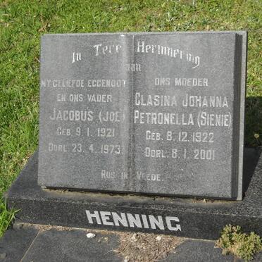 HENNING Jacobus 1921-1973 &amp; Clasina Johanna Petronella 1922-2001