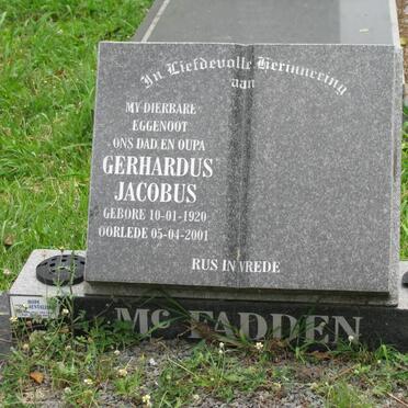 MCFADDEN Gerhardus Jacobus 1920-2001