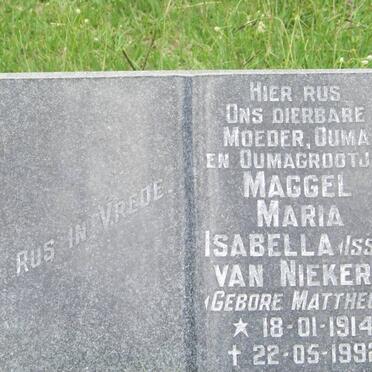 NIEKERK Maggel Maria Isabella, van nee MATTHEUS 1914-1992