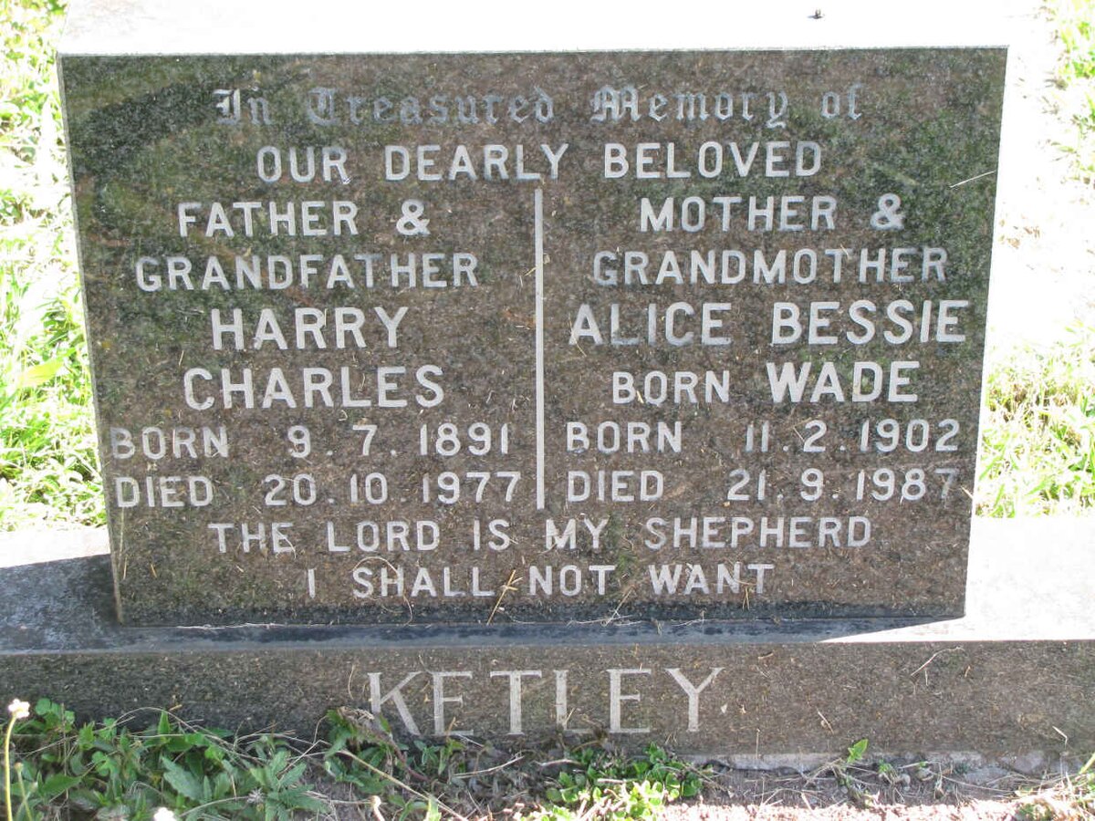 KETLEY Harry Charles 1891-1977 &amp; Alice Bessie WADE 1902-1987