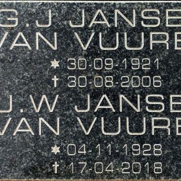 VUUREN G.J., Jansen van 1921-2006 &amp; J.W. 1928-2018