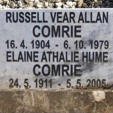 COMRIE Russell Vear Allan 1904-1979 &amp; Elaine Athalie Hume 1911-2005