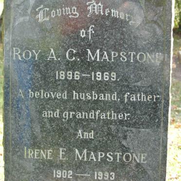MAPSTONE Roy A.C. 1896-1969 &amp; Irene E. 1902-1993