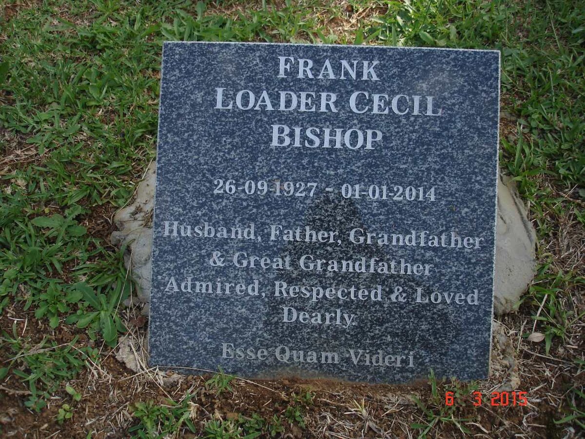 BISHOP Frank Loader Cecil 1927-2014