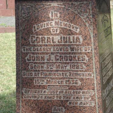 CROOKES John Joshua 1873-1962 &amp; Coral Julia 1885-1936 :: CROOKES Laurence John 1913-1955 :: CROOKES Colin Leyland 1815-1879 