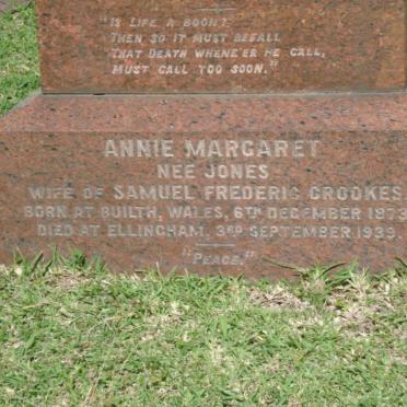 CROOKES Annie Margaret nee JONES 1873-1939