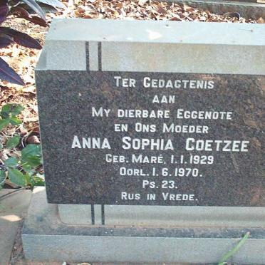 COETZEE Anna Sophia nee MARÉ 1929-1970