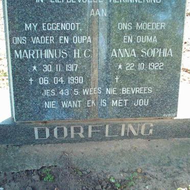 DORFLING Marthinus H.C.1917-1990 &amp; Anna Sophia 1922-