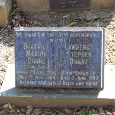 DUANE Lawrence Stephen 1911-1987 &amp; Beatrice Marion KNOX 1908-1969