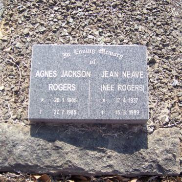 ROGERS Agnes Jackson 1905-1985 :: NEAVE Jean nee ROGERS 1937-1999
