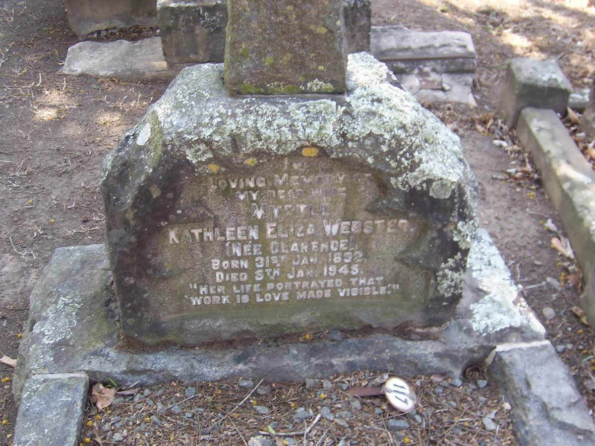 WEBSTER Myrtle Kathleen Eliza nee CLARENCE 1892-1945