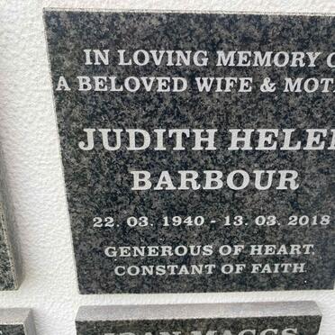 BARBOUR Judith Helen 1940-2018