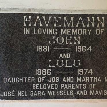 HAVEMANN John 1881-1964 &amp; Lulu 1886-1974