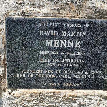 MENNE David Martin 1944-2003