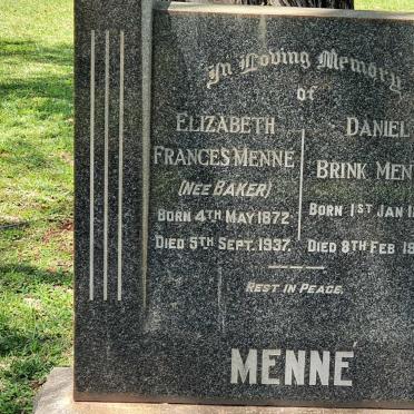 MENNE Daniel Brink 1862-1945 &amp; Elizabeth Frances BAKER 1872-1937