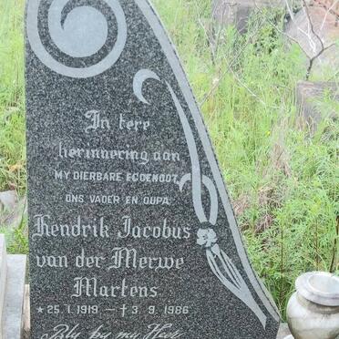 MARTENS Hendrik Jacobus van der Merwe 1919-1986