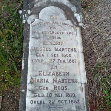 MARTENS Hendrik Jacobus 1800-1887 & Elizabeth Maria ROOS 1810-1887