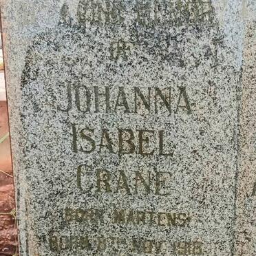 CRANE Johanna Isabel nee MARTENS 1918-1968