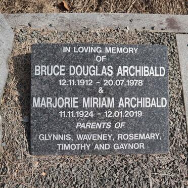 ARCHIBALD Bruce Douglas 1912-1978 & Marjorie Miriam 1924-2019
